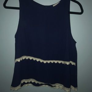 Blue lace trimmed tank